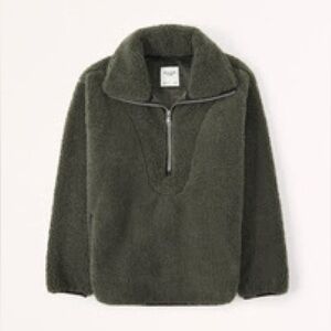 Abercrombie & Fitch Women's Drama Collar Half-Zip Sweatshirt Olive XS